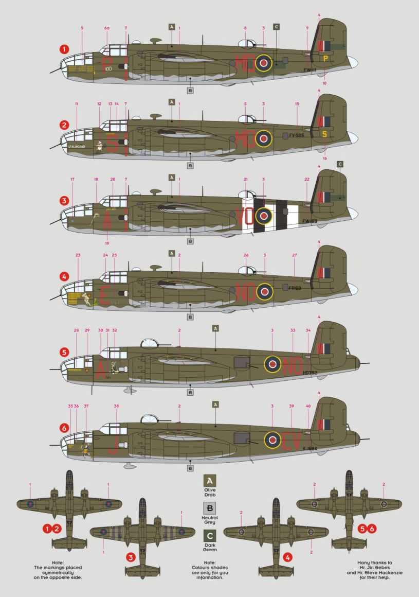 DK Decals DKD48050 1:48 North-American Mitchell Mk.II/III in RAF service 1