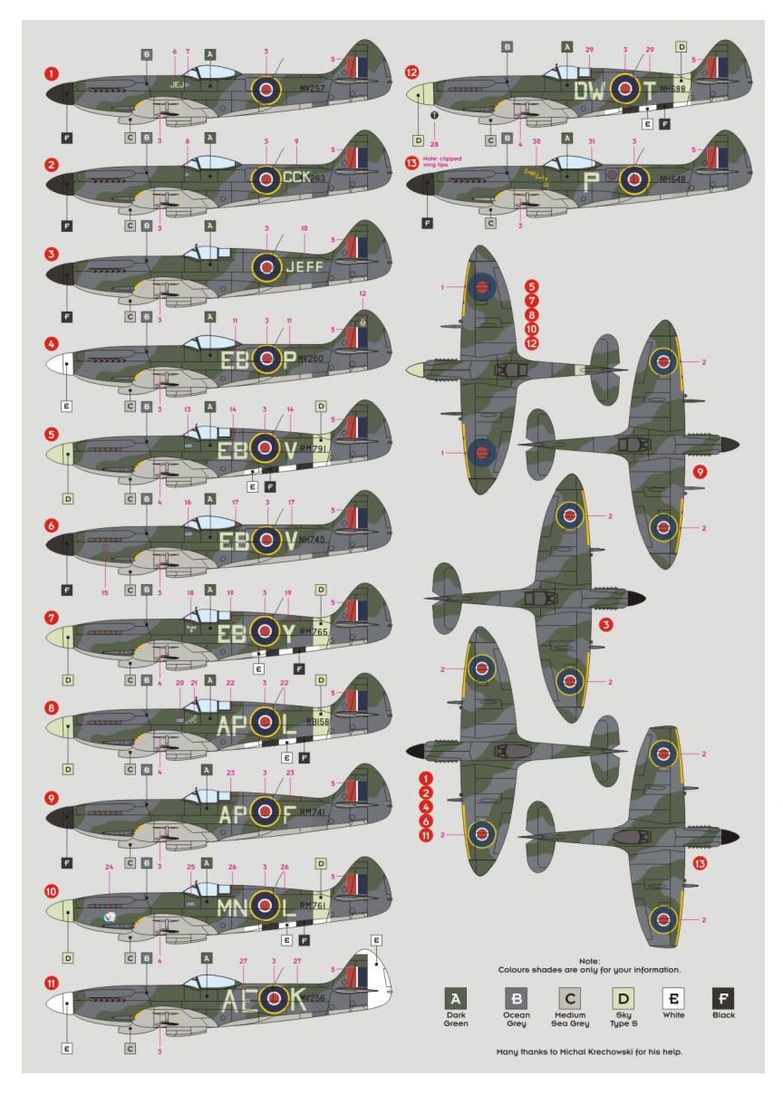 DK Decals DKD48053 1:48 Supermarine Spitfire Mk.XIV 2nd TAF 1