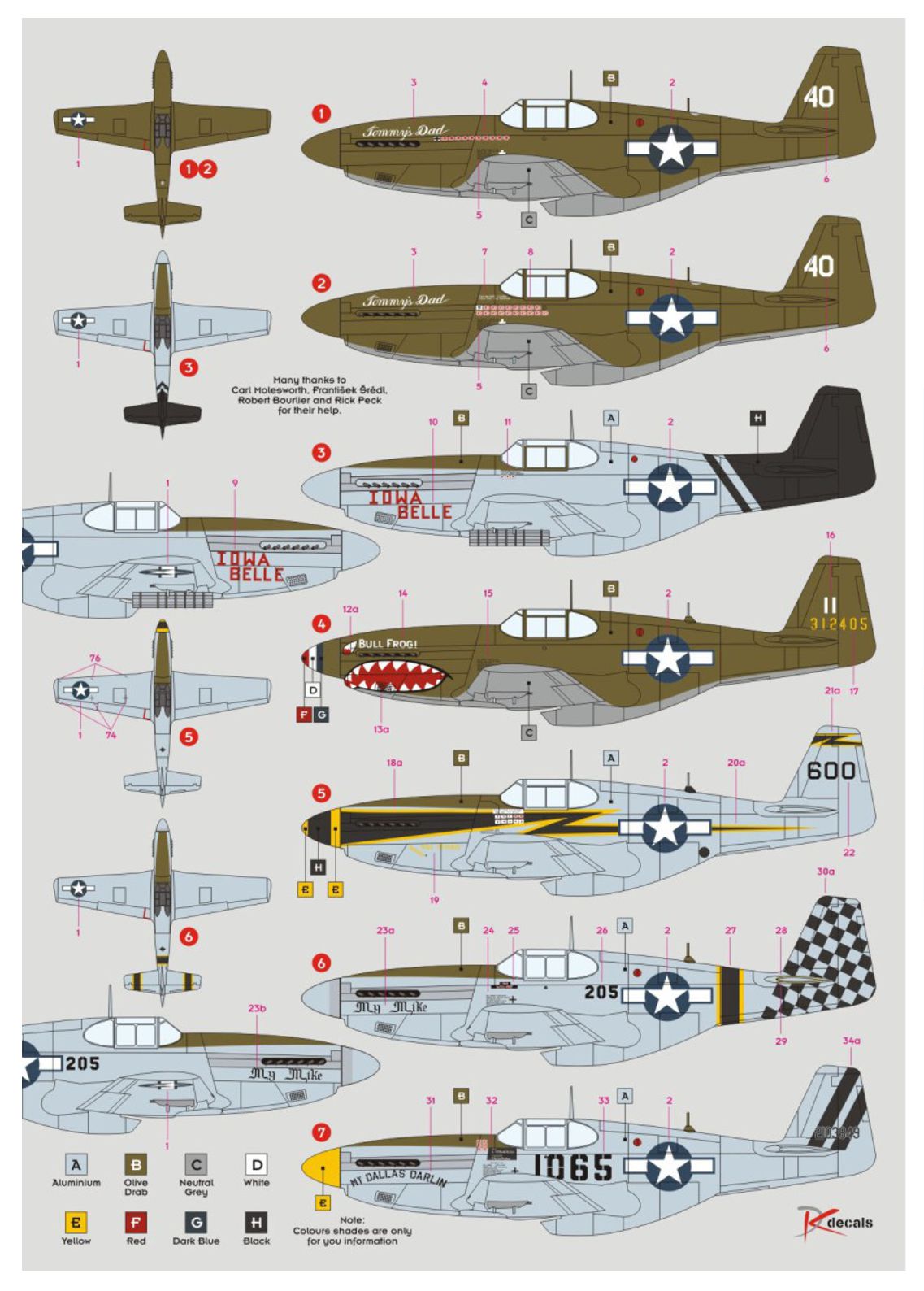 DK Decals DKD48068 1:48 P-51B/C Mustang over China, Burma and India