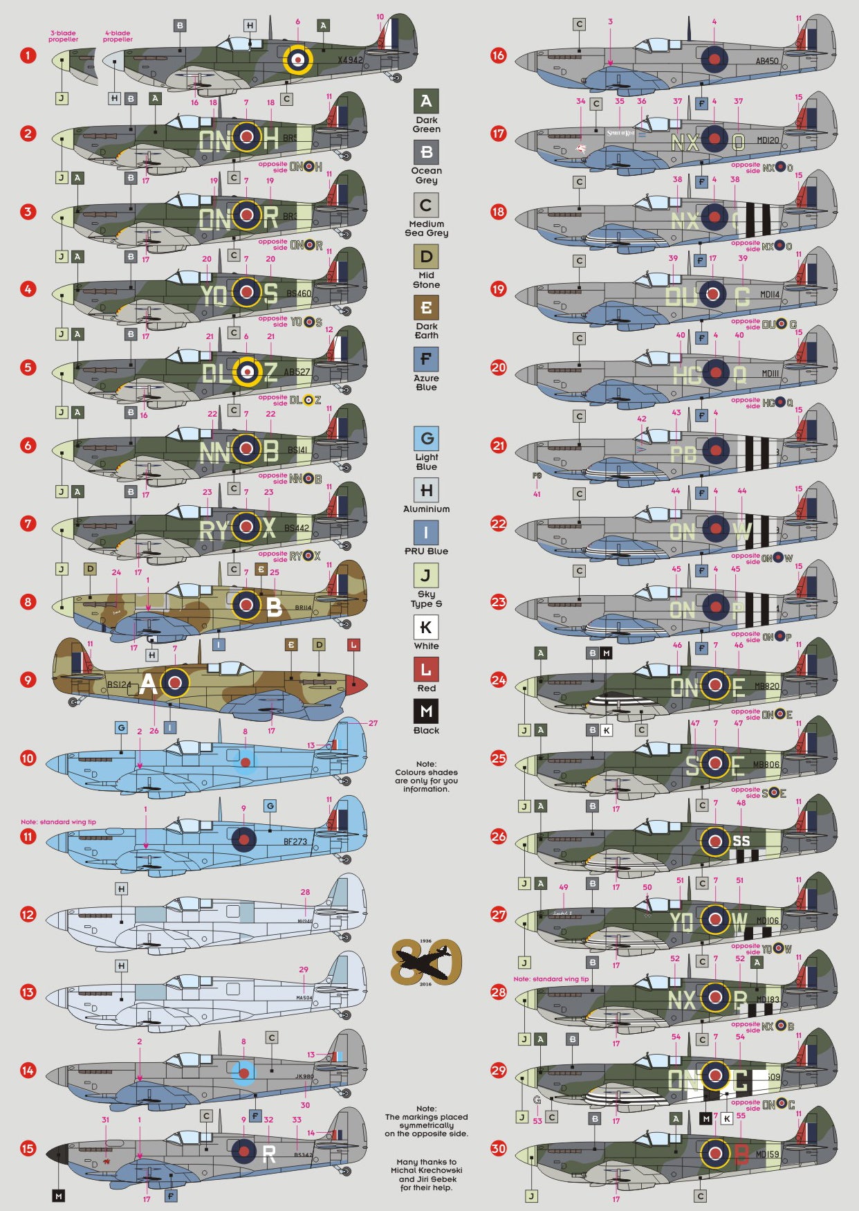 DK Decals DKD72046 1:72 Spitfire Mk.VI/Mk.VII/Mk.IX High Altitude Fighter