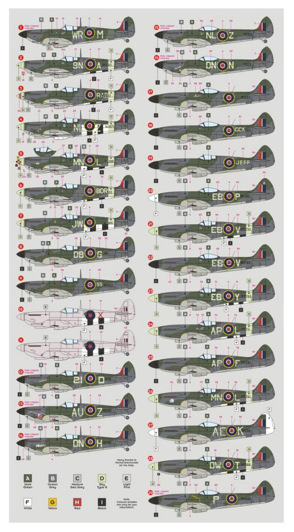 DK Decals DKD72092 1:72 2nd TAF Spitfires 1