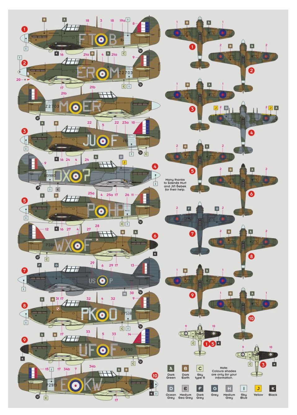 DK Decals DKD72141 1:72 Hawker Hurricane Czech Pilots RAF Pt.3