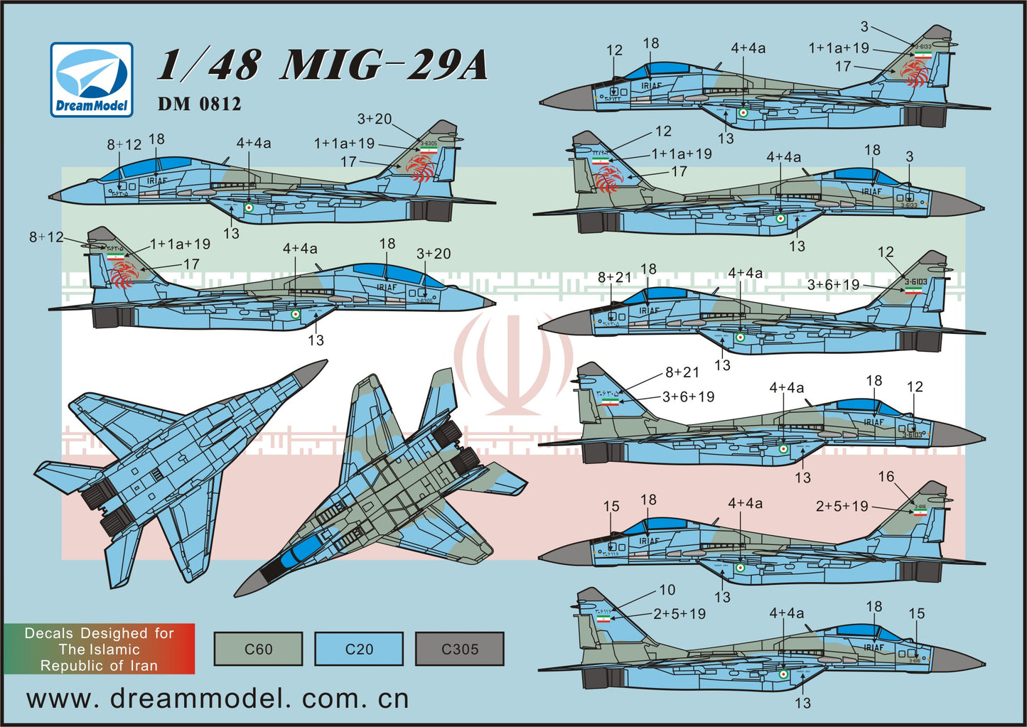 Dream Model DM0812 1:48 Decal for Mikoyan MiG-29A in Iranian Air Force