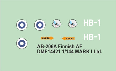 Mark I Decals DMF14412 1:144 Augusta-Bell AB-206A in Finnish AF