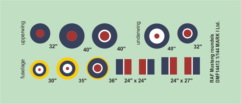Mark I DMF14413 1:144 RAF Mustang Roundels & Fin Flashes Type A