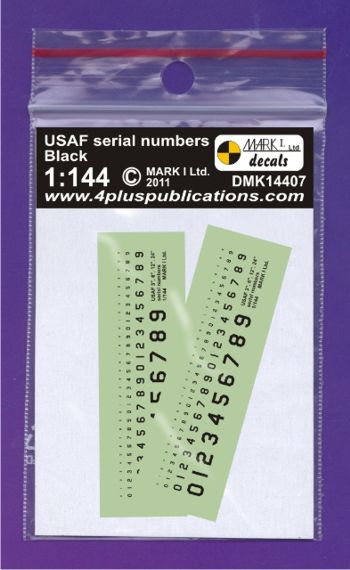 Mark I Decals DMK14407 1:144 USAF 3', 6', 12', ;24' Black serial numbers, 2 sets