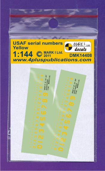 Mark I Decals DMK14408 1:144 USAF 3', 6', 12', ;24' Yellow serial numbers, 2 set