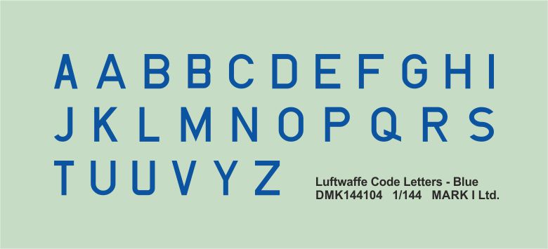 Mark I Decals DMK144104 1:144 Luftwaffe Code Letters
