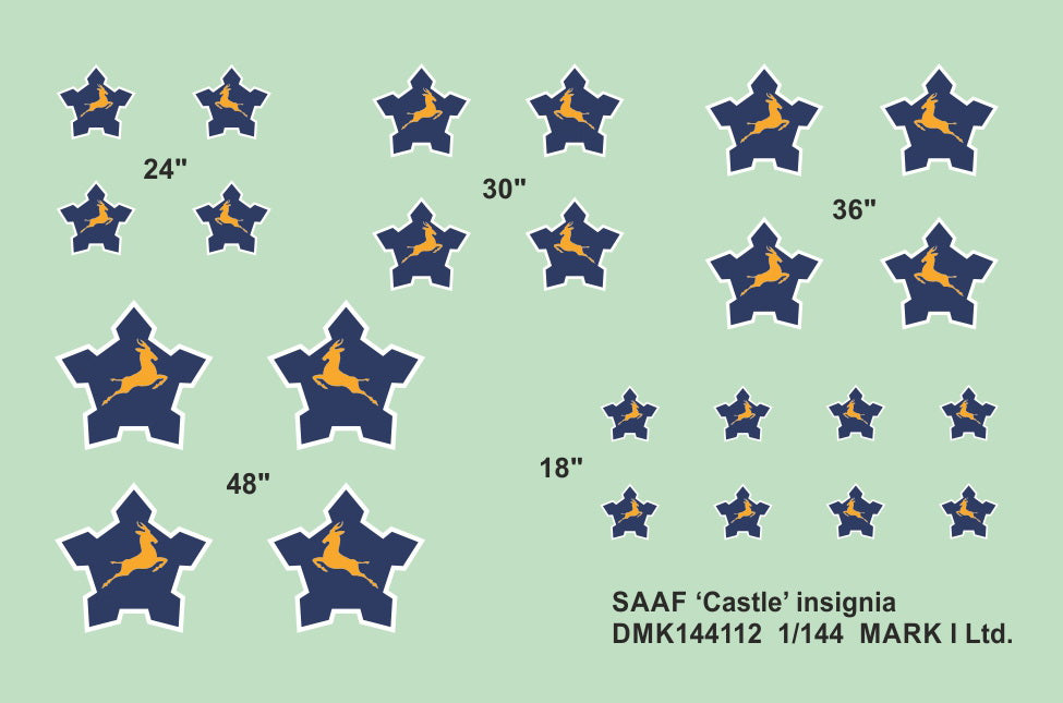 Mark I Decals DMK144112 1:144 SAAF 'Springbok and Castle' Insignia