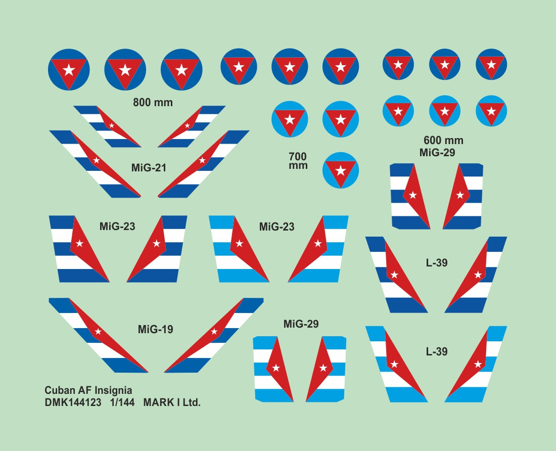 Mark I DMK144123 1:144 Cuban AF Insignia for MiG-19/21/23/29 & L-29/39