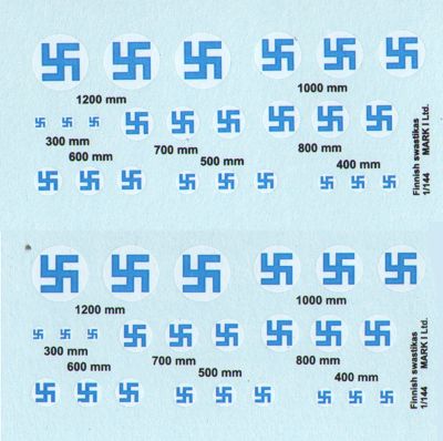 Mark I DMK14413 1:144 Finnish Swastikas Decal Set (Various Sizes)