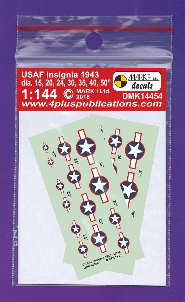 Mark I Decals DMK14454 1:144 USAAF Insignia, 1943