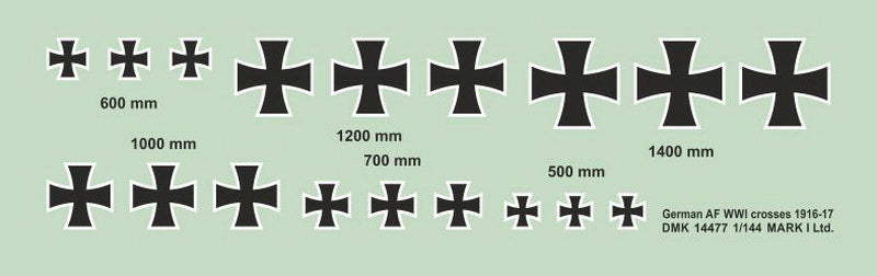 Mark I Decals DMK14477 1:144 German Air Force WWI crosses 1916-17, 2 sets