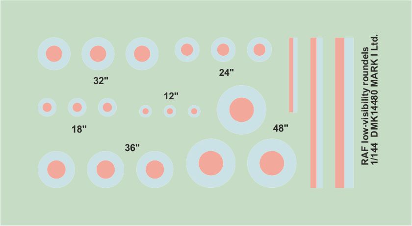 Mark I Decals DMK14480 1:144 RAF Low-vis roundels, 2 sets