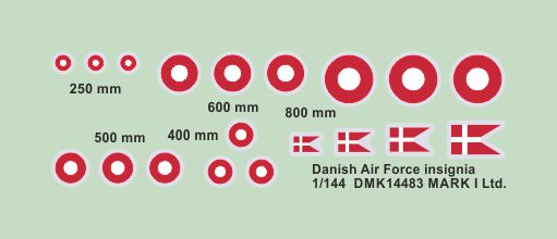 Mark I DMK14483 1:144 Danish AF Insignia and Flags Decal Set