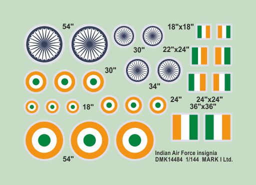 Mark I DMK14484 1:144 Indian AF Insignia and Fin Flashes