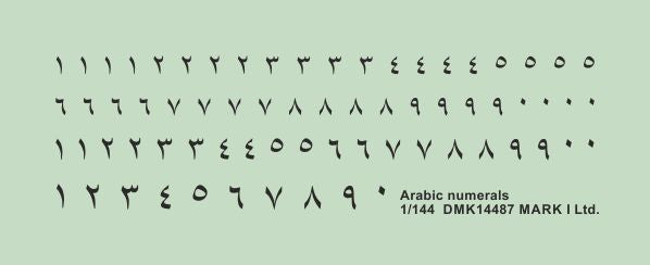 Mark I Decals DMK14487 1:144 Arabic numerals Black, 2 sets