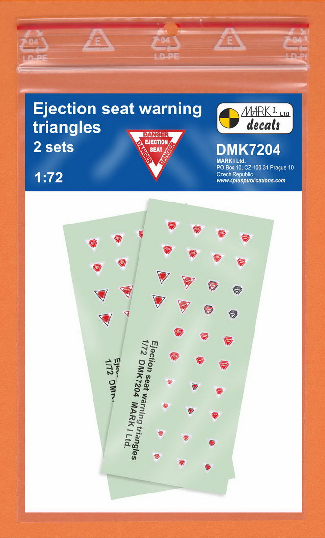 Mark I DMK7204 1:72 Ejection Seat Warning Triangles Red/Black/White