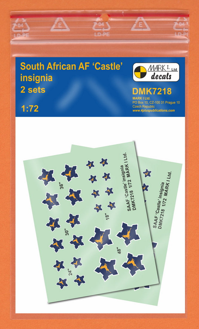 Mark I Decals DMK7218 1:72 SAAF 'Springbok and Castle' Insignia