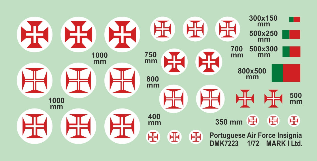 Mark I DMK7223 1:72 Portuguese AF Insignia and Fin Flashes