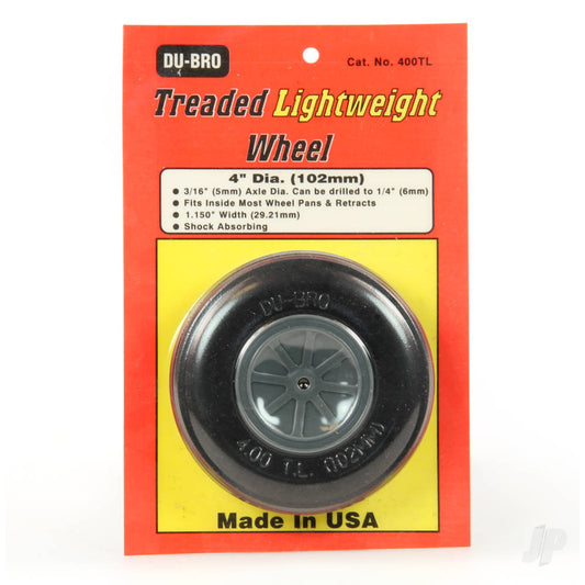 Dubro 4in diameter Treaded Lightweight Wheel (1 per card) 400TL