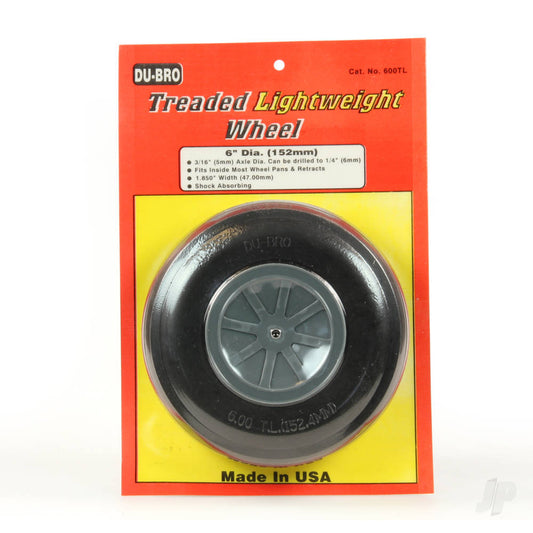 Dubro 6in diameter Treadeded Lightweight Wheel (1 per card) 600TL