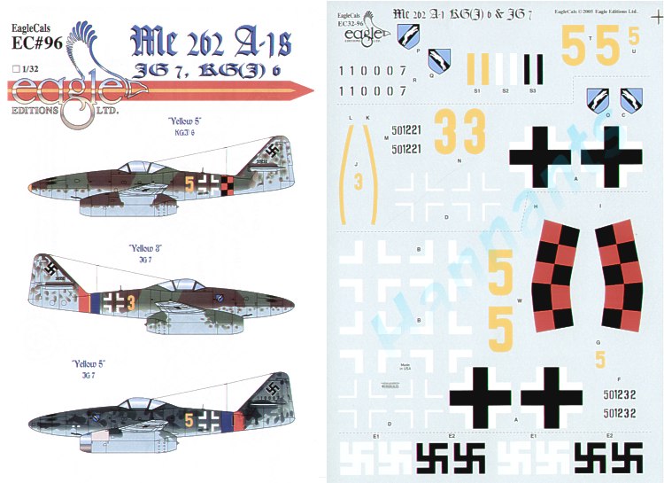 Eagle Cal EAG32096 1:32 Messerschmitt Me-262A-1