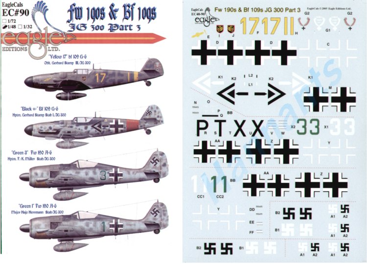 Eagle Cal EAG48090 1:48 Messerschmitt Bf-109G and Focke-Wulf Fw-190A-6