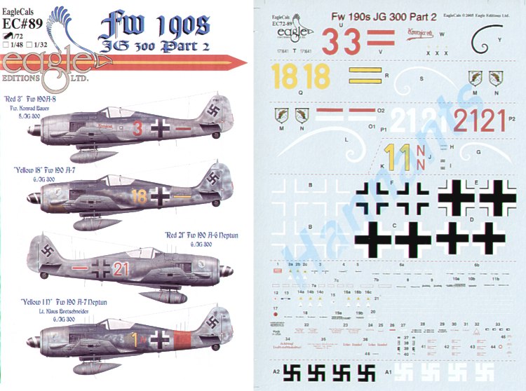 Eagle Cal EAG72089 1:72 Focke-Wulf Fw-190A Jagdgeschwader JG 300 Part 2
