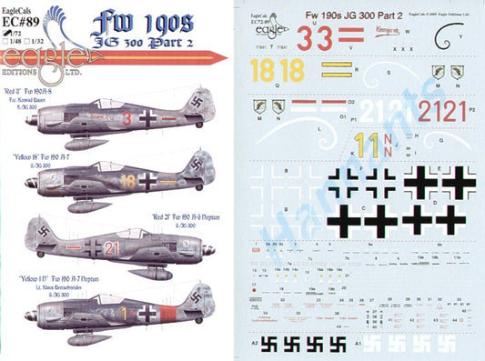 Eagle Cal EAG72089 1:72 Focke-Wulf Fw-190A Jagdgeschwader JG 300 Part 2