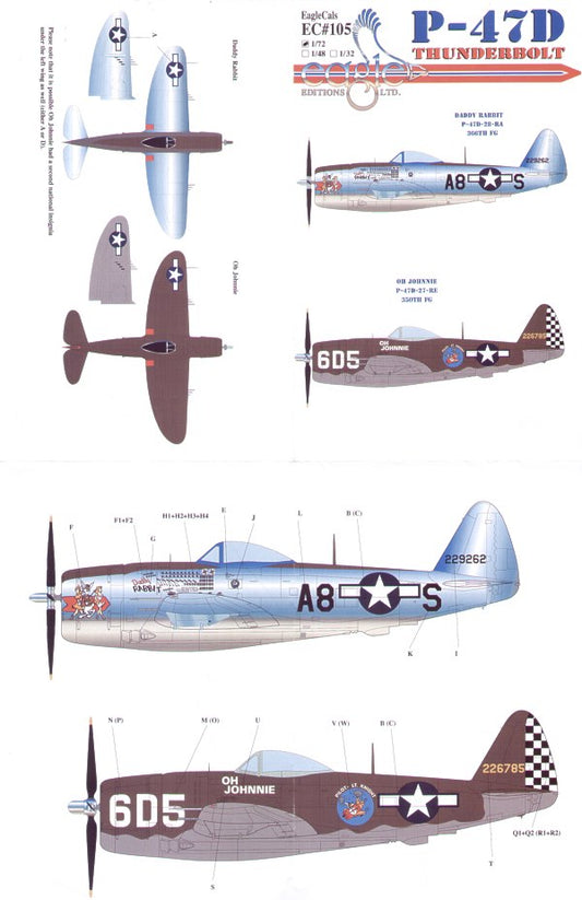 Eagle Cal EAG72105 1:72 Republic P-47D Thunderbolt Part 2