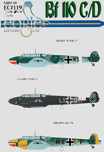 Eagle Cal EAG72119 1:72 Messerschmitt Bf-110C/Bf-110D Part 3