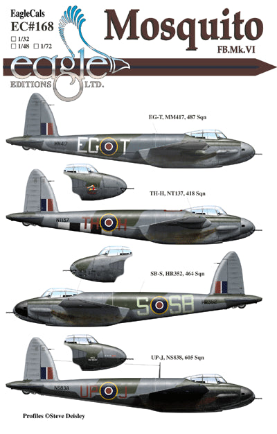 Eagle Cal EAG72168 1:72 Mosquito FB Mk.VI 487/418/464/605 Sqn Decals