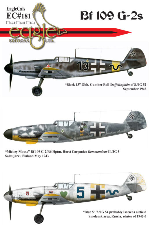 Eagle Cal EAG72181 1:72 Messerschmitt Bf-109G-2s "Black 13" Oblt