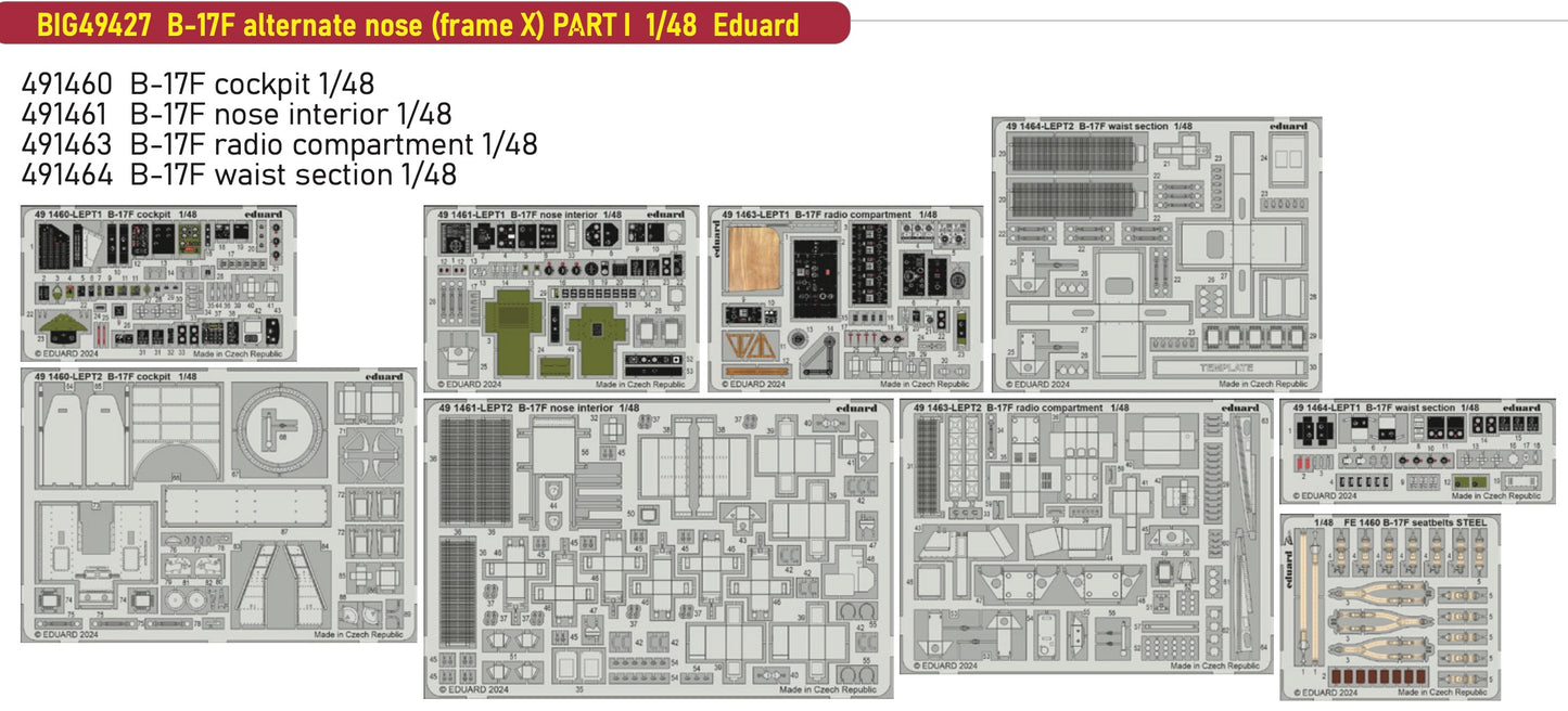 Eduard Big-Ed EBIG49427 1:48 Boeing B-17F Flying Fortress REGULAR nose PART I