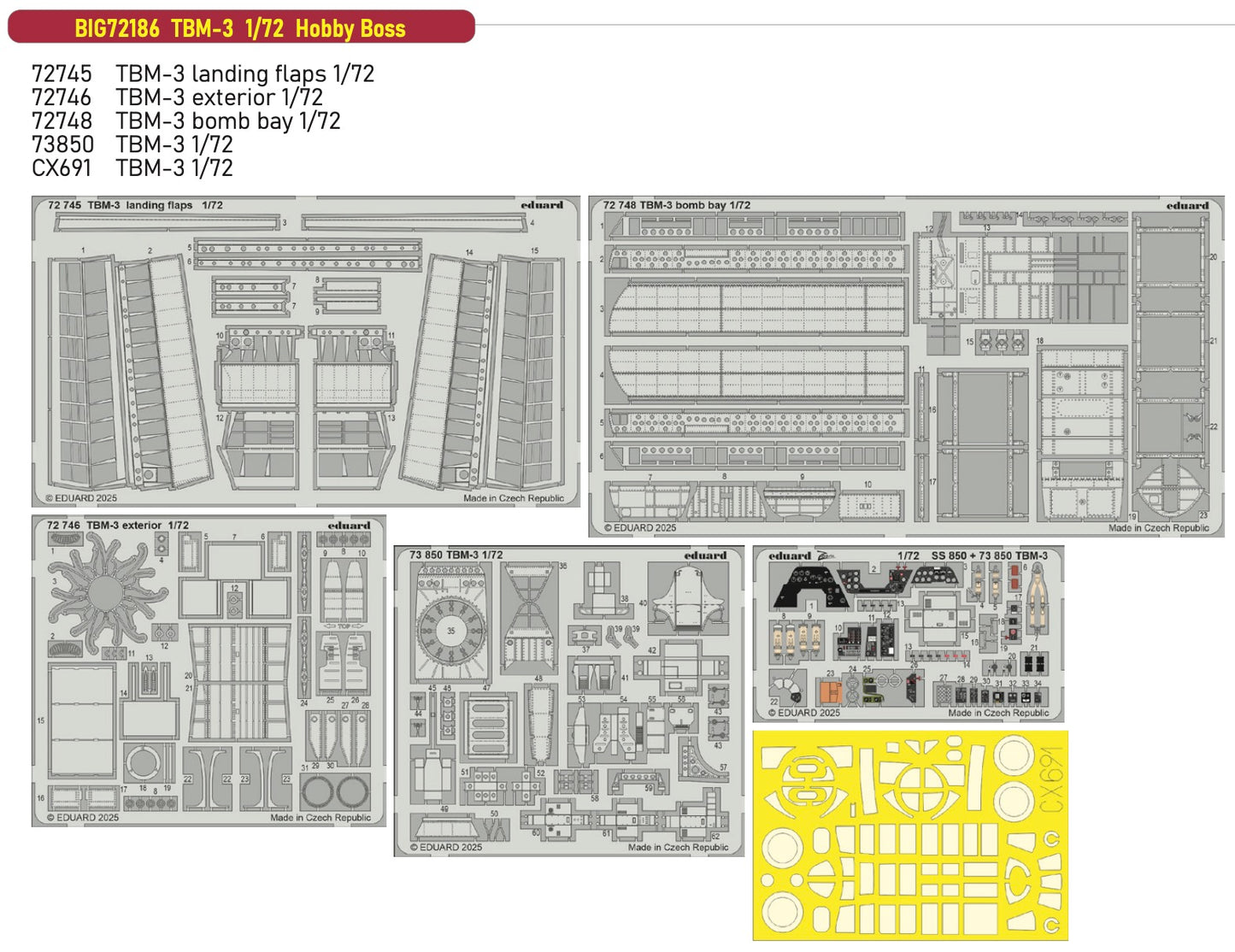 Eduard Big-Ed EBIG72186 Grumman TBM-3 Avenger 1:72