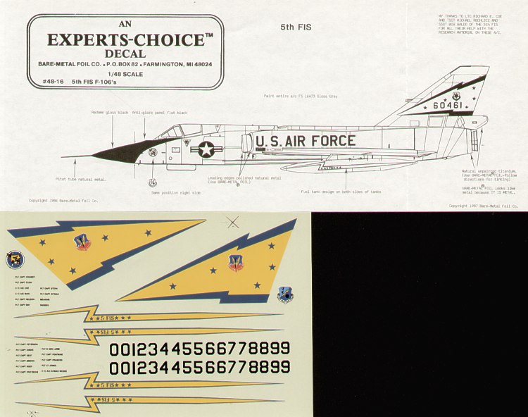 Experts Choice EC4816 1:48 Convair F-106A Delta Dart 5th FIS Minot AFB