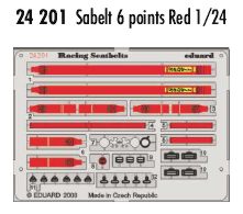 Eduard ED24201 1:24 Sabelt 6 points Red seatbelts PRE-PAINTED IN COLOUR!
