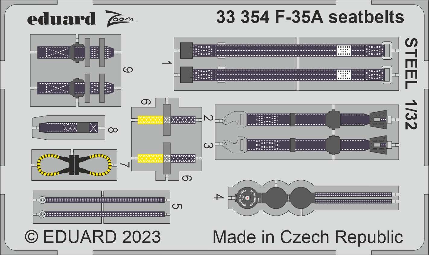Eduard ED33354 1:32 Lockheed-Martin F-35A Lightning II seatbelts STEEL