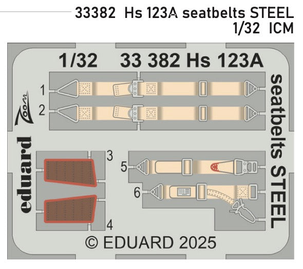 Eduard ED33382 Henschel Hs-123A seatbelts STEEL 1:32