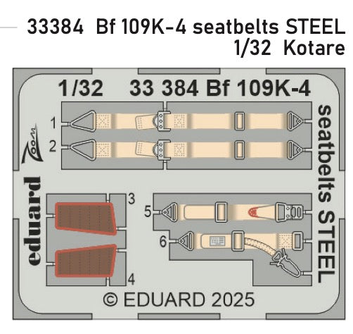 Eduard ED33384 Messerschmitt Bf-109K-4 seatbelts STEEL 1:32