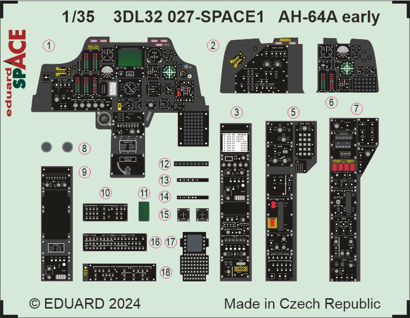 Eduard ED3DL32027 1:32 Bell/Boeing AH-64A Apache Early SPACE set