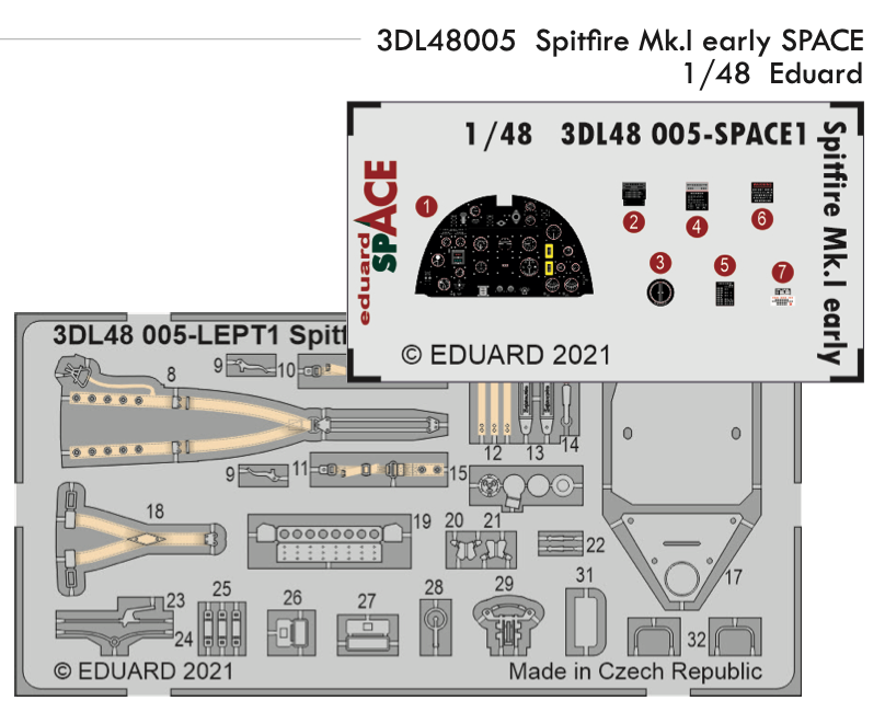 Eduard ED3DL48005 1:48 Supermarine Spitfire Mk.I early version SPACE