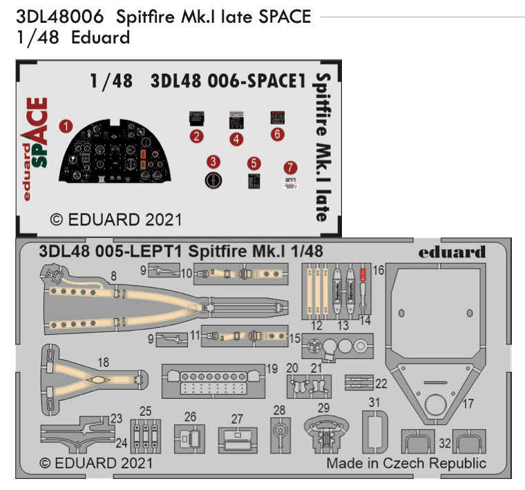 Eduard ED3DL48006 1:48 Supermarine Spitfire Mk.I late SPACE
