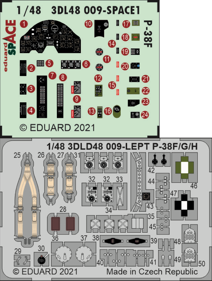 Eduard ED3DL48009 1:48 Lockheed P-38F Lightning SPACE