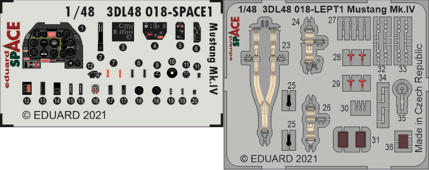 Eduard ED3DL48018 1:48 North-American Mustang Mk.IV SPACE