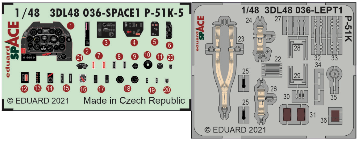 Eduard ED3DL48036 1:48 North-American P-51K-5 Mustang SPACE