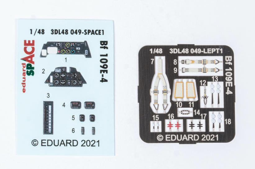 Eduard ED3DL48049 1:48 Messerschmitt Bf-109E-4 SPACE 3D Decal & PE