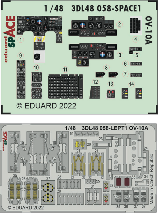 Eduard ED3DL48058 1:48 OV-10D Bronco SPACE 3D Decal & PE Set