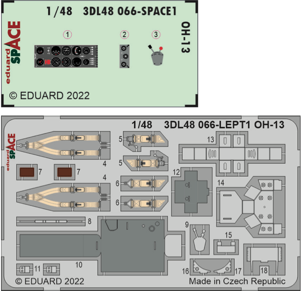 Eduard ED3DL48066 1:48 Bell OH-13 Sioux SPACE 3D Decal instruments etched parts